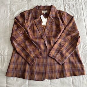 Skies Are Blue Cassie Plaid Boyfriend Blazer Size 2X NWT